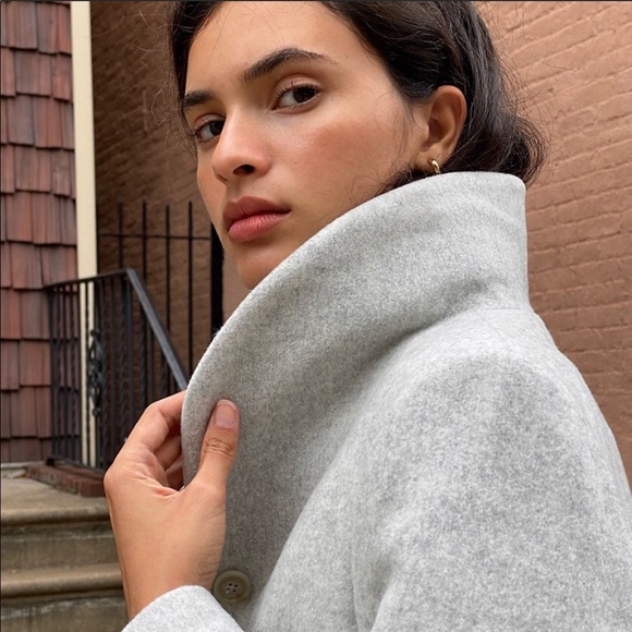 NWT Aritzia Wilfred the Cocoon Coat heather white - Picture 9 of 10